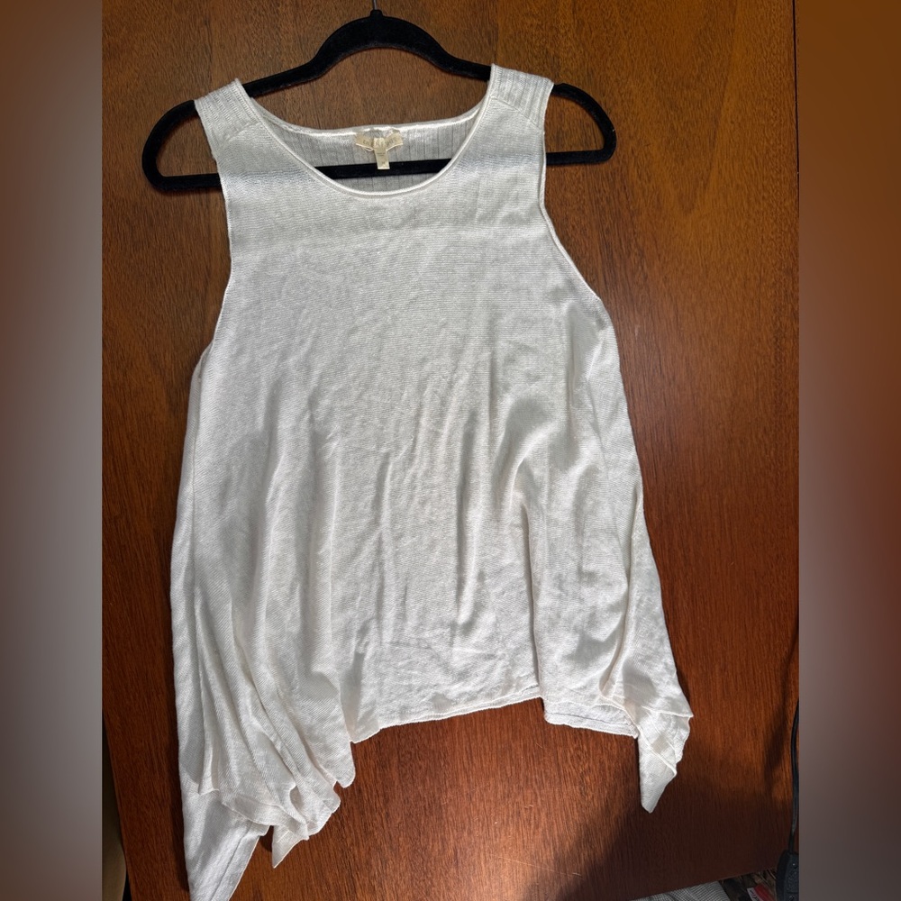 Eileen Fisher White Asymmetrical Tank Top